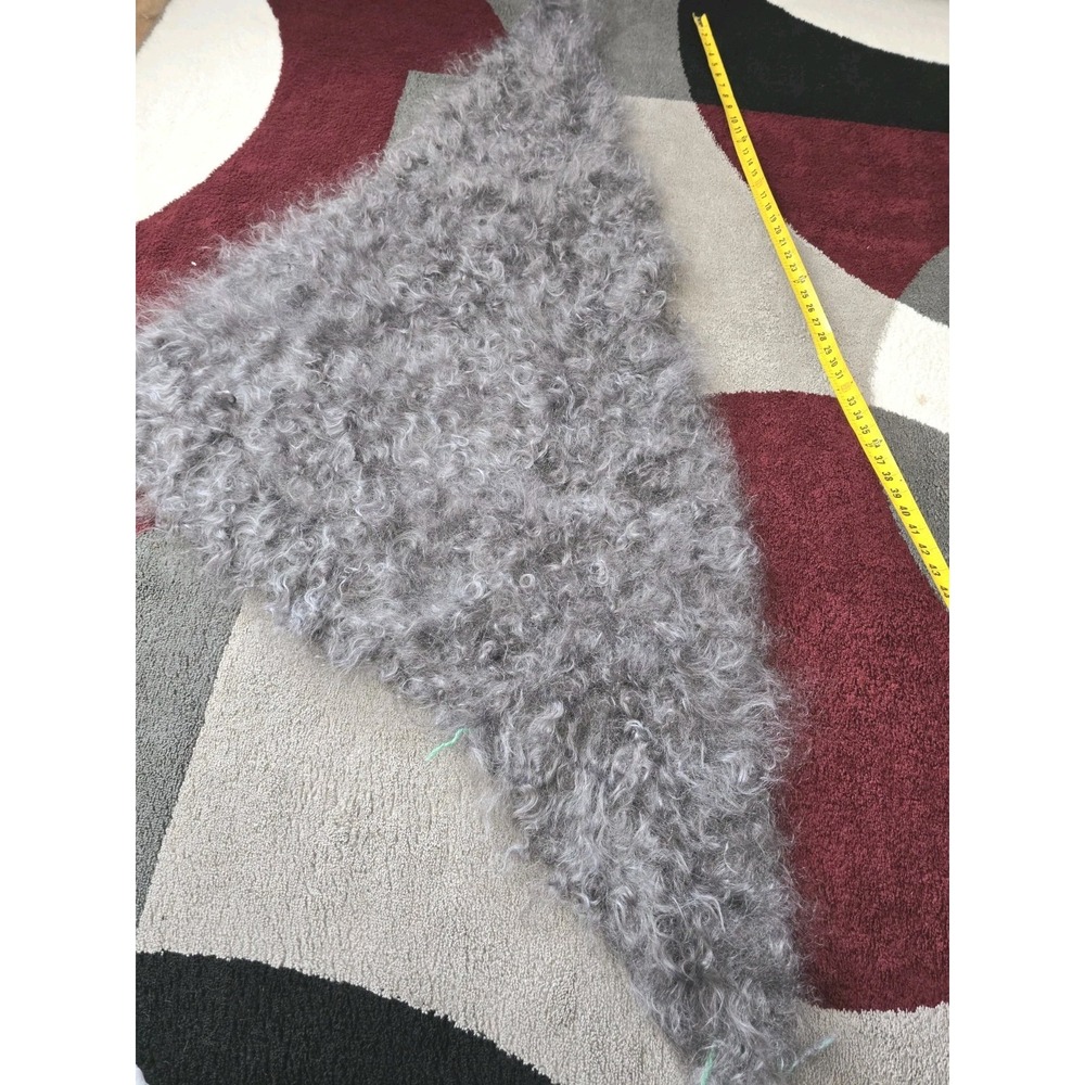 Handcrafted Goat Down Triangular Shawl Gray Fuzzy Artisan Scarf Wrap Handmade